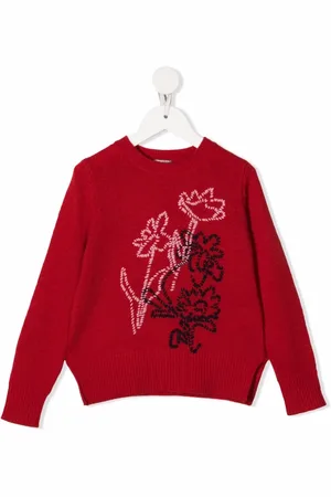 Il gufo Floral-embroidery wool jumper