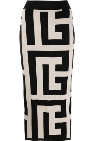Balmain Monogram pattern knitted midi skirt