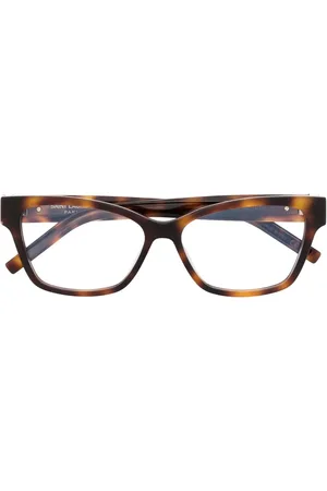 Saint Laurent Tortoiseshell-effect rectangle-frame glasses