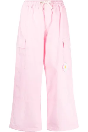 JOSHUA SANDERS Floral-appliqué cropped cargo trousers