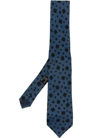 VERSACE 1970s square-print linen tie