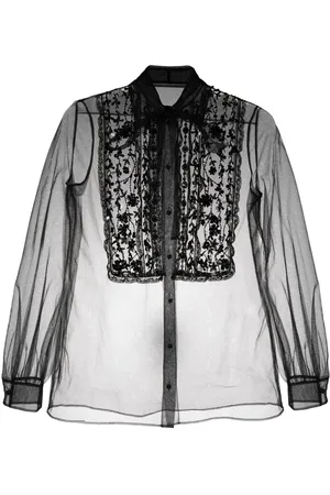 VALENTINO GARAVANI Lace-embroidered sheer top