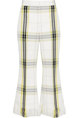 Msgm Plaid cropped flared trousers