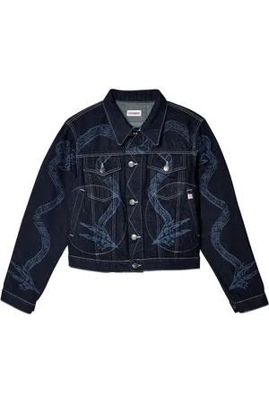 Charles Jeffrey Loverboy Snake-print denim jacket