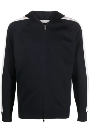 corneliani Striped-sleeve zip-up hoodie