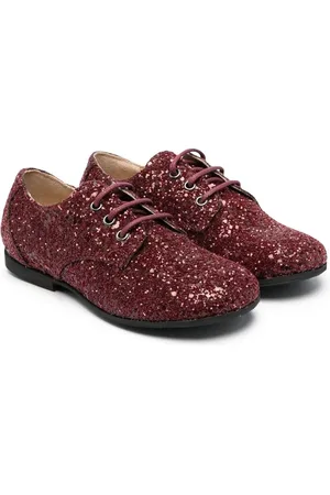 GALLUCCI Glitter lace-up ballerina shoes