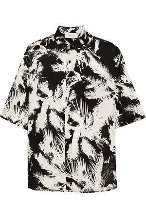 LANEUS Abstract-print bowling shirt