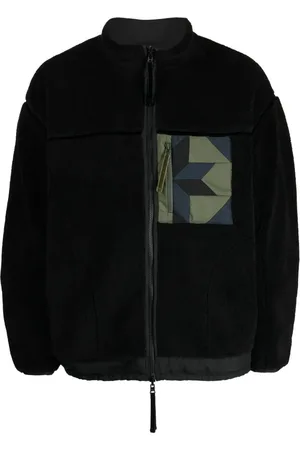 YOSHIO KUBO Patchwork-detailing zip-up jacket