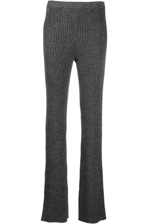 Alberta Ferretti Ribbed-knit straight-leg trousers