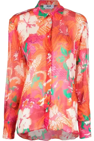 Msgm Floral-print crepe shirt