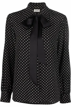 Saint Laurent Polka dot pussy-bow blouse