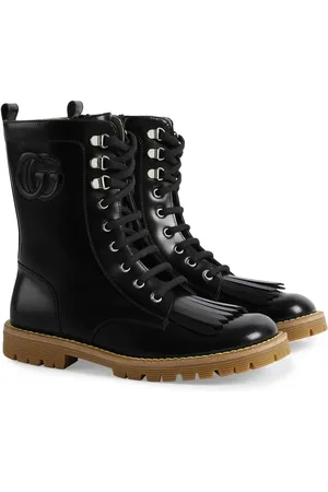 Gucci Double G embroiered-logo lace-up boots