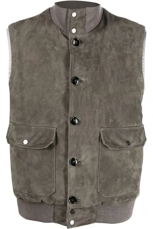 Kiton Feather-down suede padded gilet