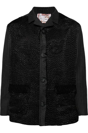 BY WALID Embroidered pinstriped shirt jacket
