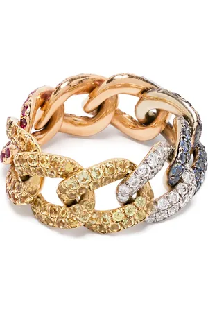 Shay 18K yellow Rainbow Pave Essential Link ring