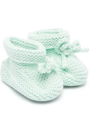 PATACHOU Crochet-knit knot-detail crib shoes