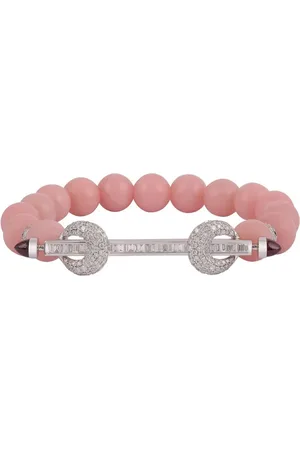 Ananya 18kt white gold Chakra pink opal and diamond bracelet