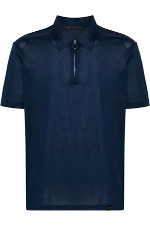 LOW BRAND Zip-up piqué polo shirt