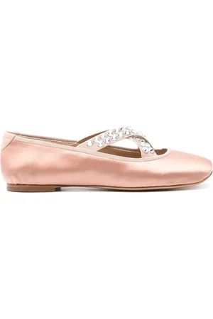 Casadei Rhinestone-embellished satin ballerina shoes