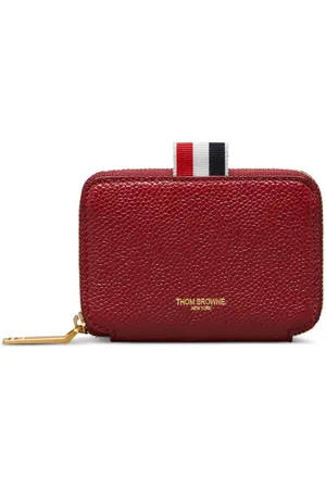 Thom Browne Pebbled-grain zip-around card holder