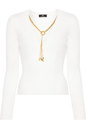 Elisabetta Franchi Detachable-necklace ribbed jumper