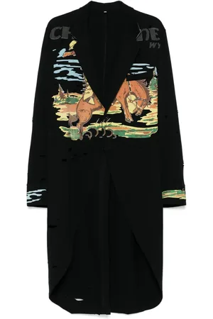 KHOKI Graphic-print distressed coat