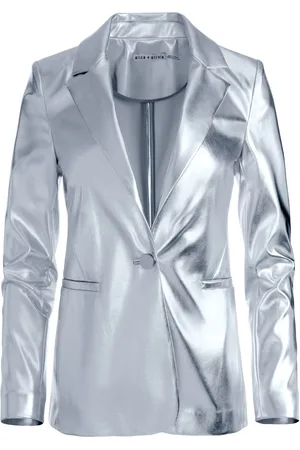 ALICE+OLIVIA Macey metallic vegan leather blazer