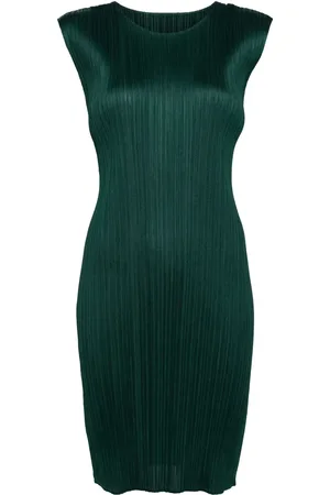 PLEATS PLEASE ISSEY MIYAKE Plissé-effect round-neck dress