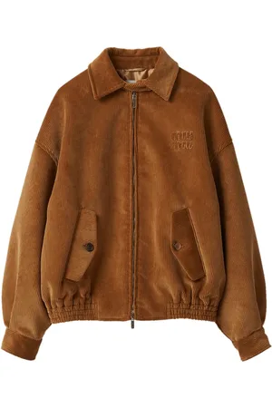 Miu Miu Logo-appliqué corduroy bomber jacket