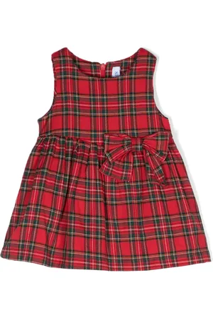 SIOLA Bow-detail plaid flared dress