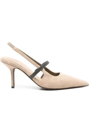 Brunello Cucinelli 80mm Monili-chain suede pumps