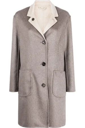 Kired Single-breasted reversible cashmere coat