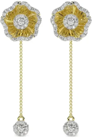 Marchesa Notte 18kt yellow Halo Flower diamond earrings