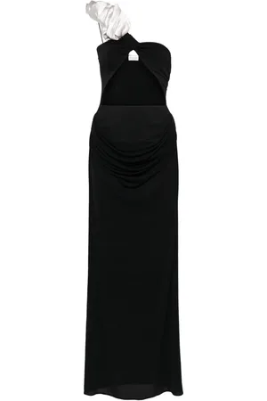 MAGDA BUTRYM Floral appliqué one-shoulder dress