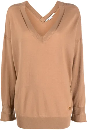 Stella McCartney Logo-plaque V-neck knitted jumper