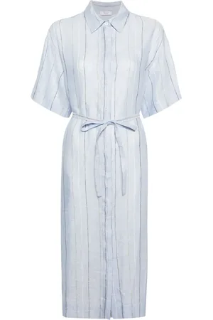 PESERICO SIGN Pinstriped linen shirtdress