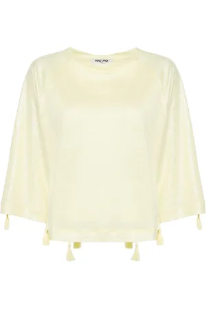 MAX & MOI Tassel-detail linen jersey top