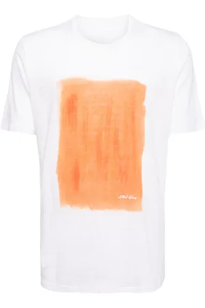 120% Lino Paint-print linen T-shirt