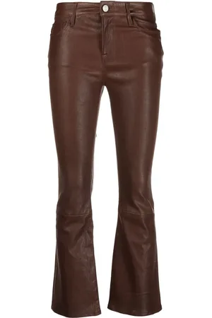 Frame Flared polished-finish trousers