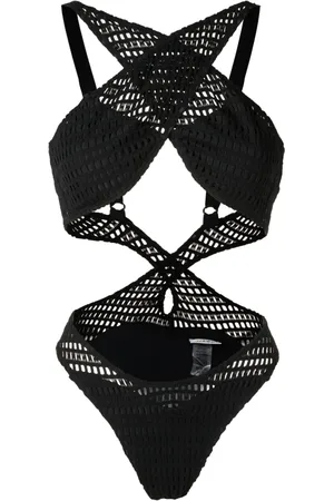 AMIR SLAMA Open-knit crossover-straps one-piece