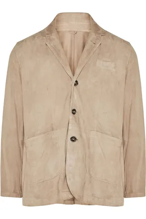 BARBA Notched-lapels suede blazer