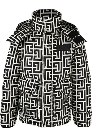 Balmain Monogram-pattern padded coat