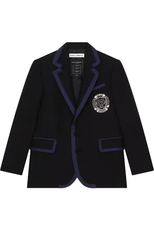 Dolce & Gabbana Logo-patch contrast-border wool blazer