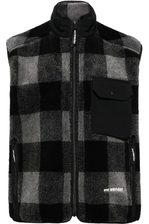 and wander Check-print fleece gilet