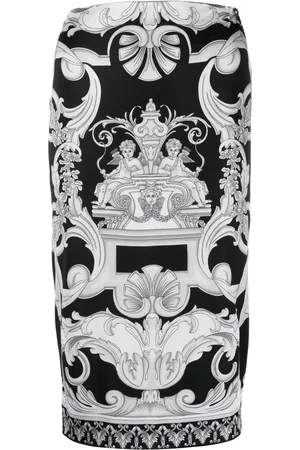 VERSACE Silver Baroque midi-skirt