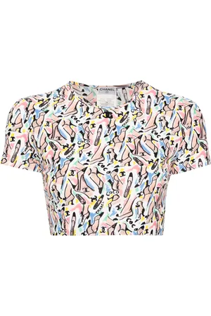 CHANEL 1995 shoe-print cropped T-shirt