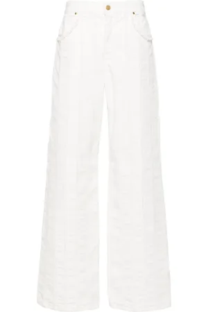 BLUMARINE Raw-cut detailed straight-leg trousers