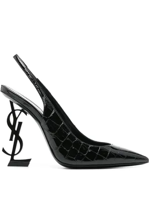 Saint Laurent 100mm crocodile-embossed slingback pumps