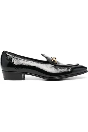 LIDFORT Chain-trim leather loafers
