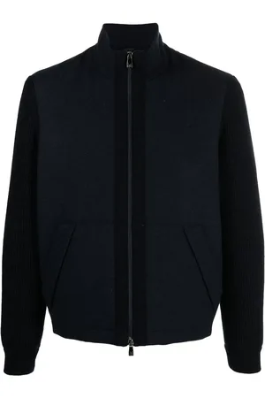 corneliani Knitted-sleeve zipped jacket